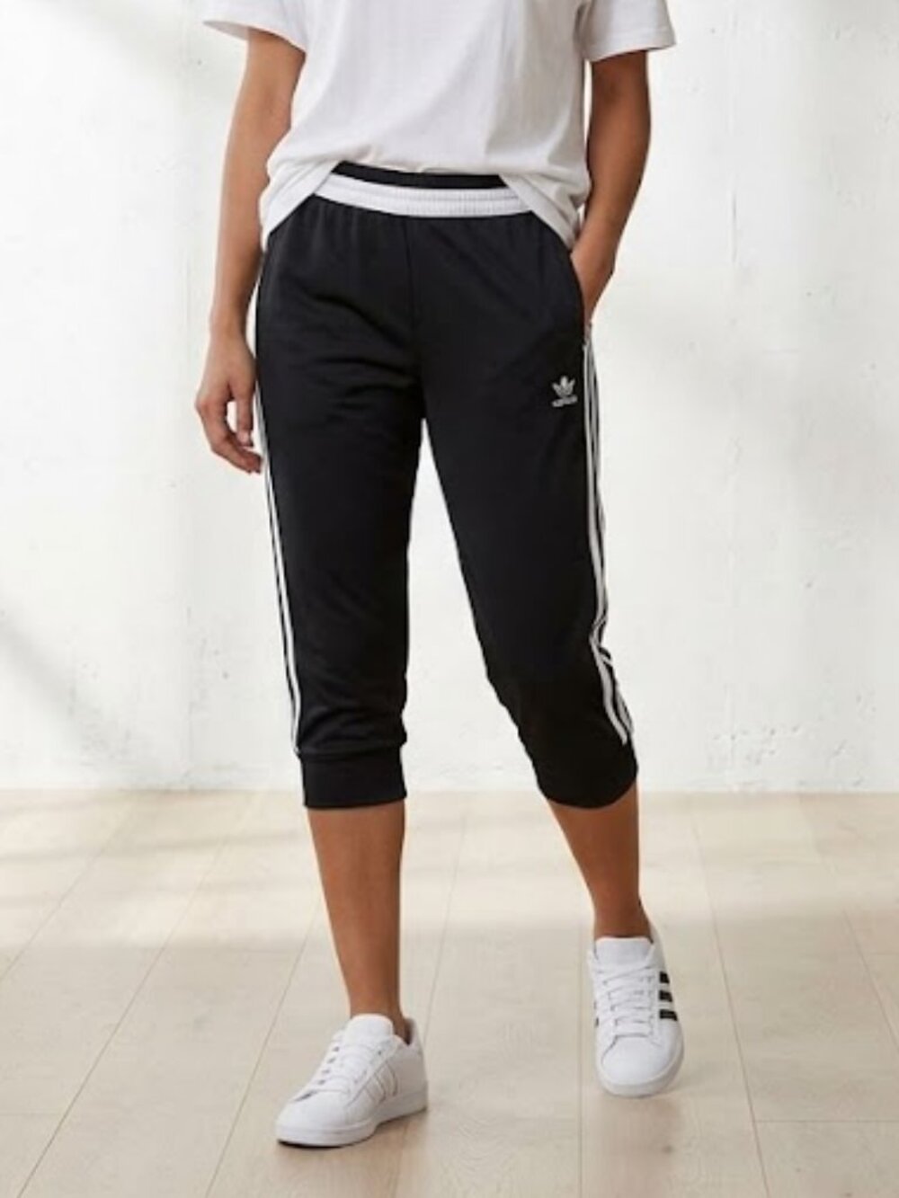 Adidas Black Joggers with White Accents Small